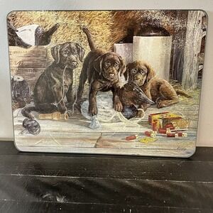 Chocolate Lab Puppies‎ Glass Cutting Board Hunting Lodge Cabin Life Man Cave